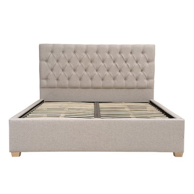 Natural Tweed King Size Ottoman Bed
