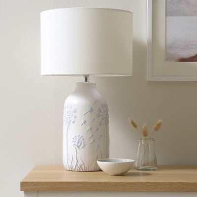 Dandelion Etched Lamp - Light Blue
