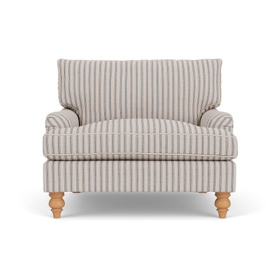 Love Seat - Indigo - Kingham Stripe