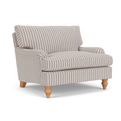 Love Seat - Indigo - Kingham Stripe
