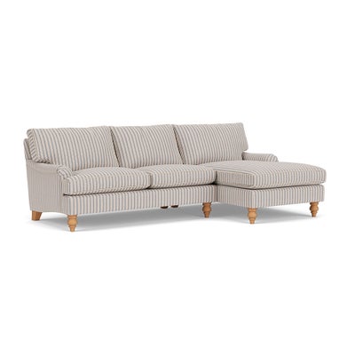 Chaise Large Right Hand - Indigo - Kingham Stripe