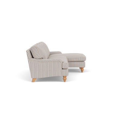 Chaise Large Right Hand - Indigo - Kingham Stripe