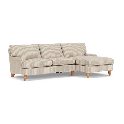 Chaise Large Right Hand - Sage - Kingham Stripe