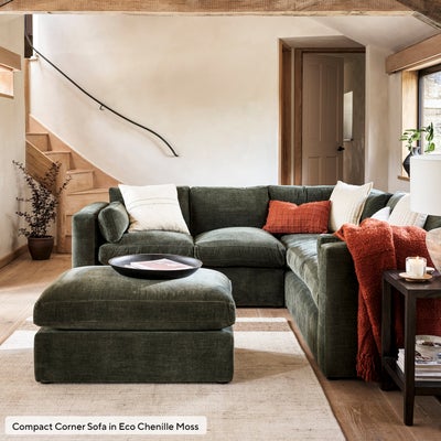 Corner Sofa - Forest Green - House Linen Mix