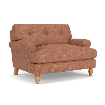 Love Seat - Brick - Herringbone Weave