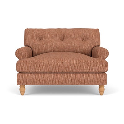 Love Seat - Brick - Herringbone Weave