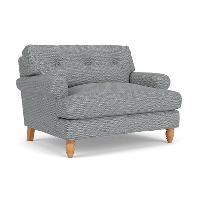 Love Seat - Navy - Herringbone Weave