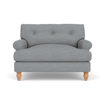 Love Seat - Navy - Herringbone Weave