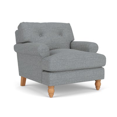 Armchair - Navy - Herringbone Weave