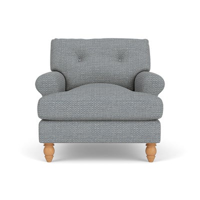 Armchair - Navy - Herringbone Weave