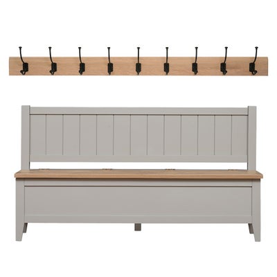 Monks Bench with 9 Hook Rack