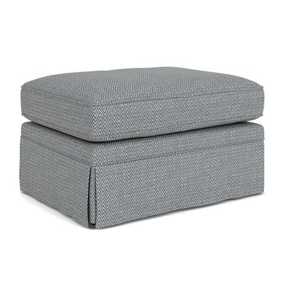 Foot Stool - Navy - Herringbone Weave