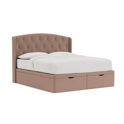 Super King Ottoman Storage Bed - Dusky Rose - Eco Chenille