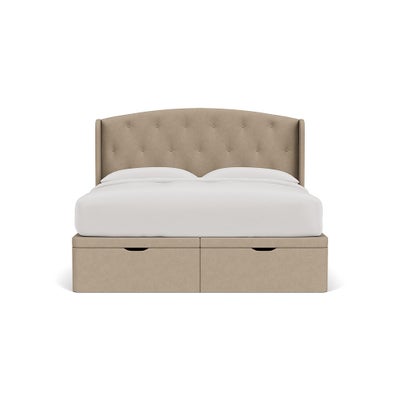 Super King Ottoman Storage Bed - Natural - House Linen Mix