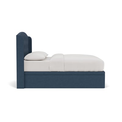 Super King Ottoman Storage Bed - Indigo - House Linen Mix