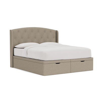 Super King Ottoman Storage Bed - Dove Grey - House Linen Mix