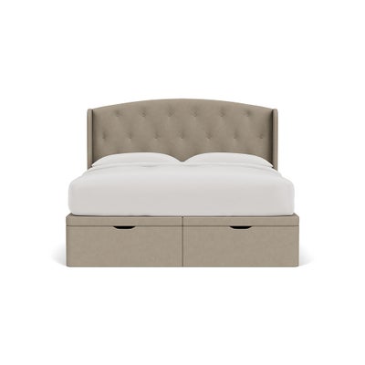 Super King Ottoman Storage Bed - Dove Grey - House Linen Mix
