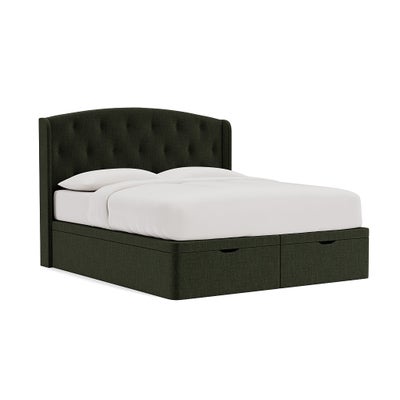 Super King Ottoman Storage Bed - Moss - Eco Chenille