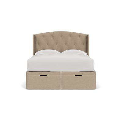 King Size Ottoman Storage Bed - Natural - House Linen Mix