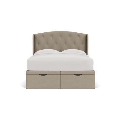 King Size Ottoman Storage Bed - Dove Grey - House Linen Mix