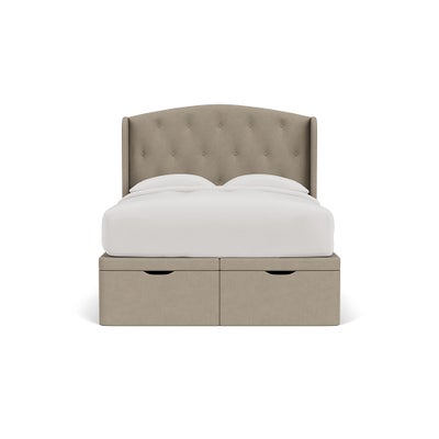 Double Ottoman Storage Bed - Dove Grey - House Linen Mix