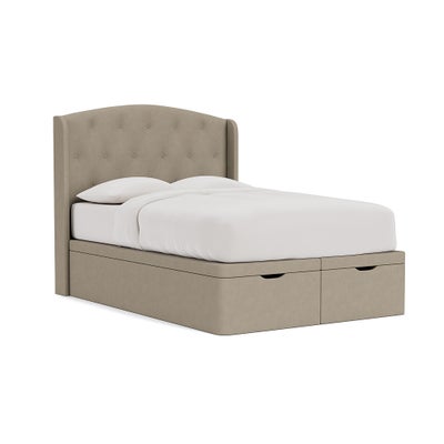 Double Ottoman Storage Bed - Dove Grey - House Linen Mix