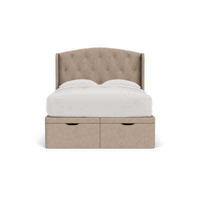 Double Ottoman Storage Bed - Natural - House Linen Mix