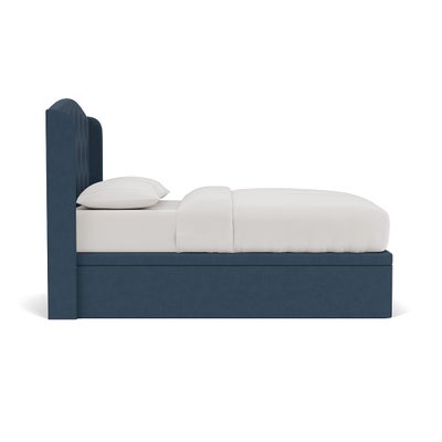Double Ottoman Storage Bed - Indigo - House Linen Mix