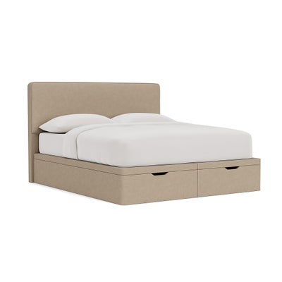 Super King Ottoman Storage Bed - Natural - House Linen Mix
