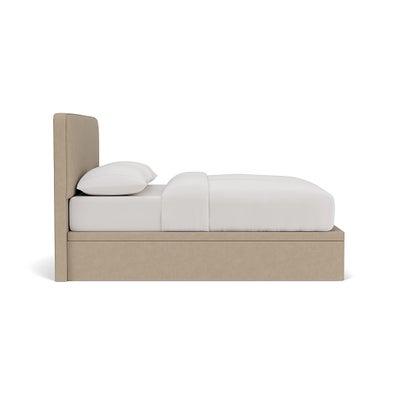 Super King Ottoman Storage Bed - Natural - House Linen Mix