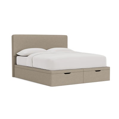 Super King Ottoman Storage Bed - Dove Grey - House Linen Mix