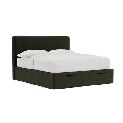 Super King Ottoman Storage Bed - Moss - Eco Chenille