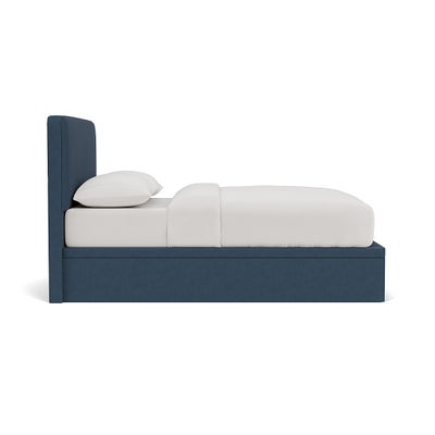 King Size Ottoman Storage Bed - Indigo - House Linen Mix