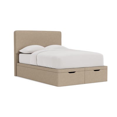 Double Ottoman Storage Bed - Natural - House Linen Mix