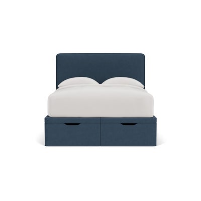 Double Ottoman Storage Bed - Indigo - House Linen Mix