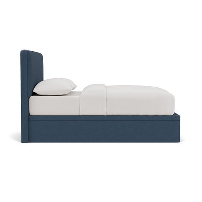 Double Ottoman Storage Bed - Indigo - House Linen Mix