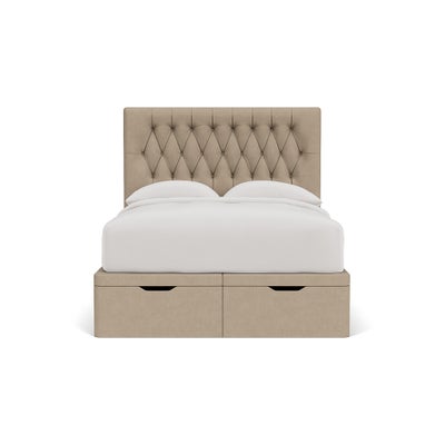 Double Ottoman Storage Bed - Natural - House Linen Mix