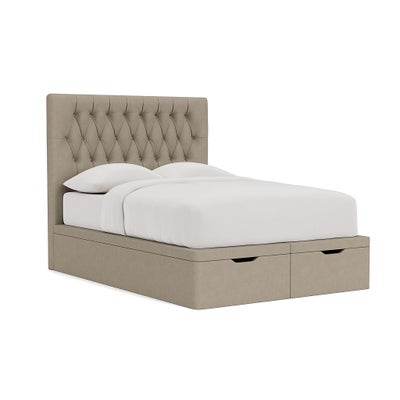 Double Ottoman Storage Bed - Dove Grey - House Linen Mix