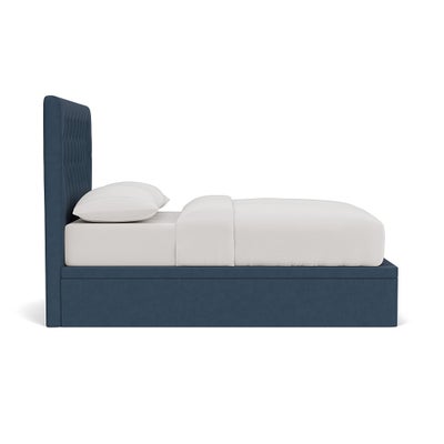 Double Ottoman Storage Bed - Indigo - House Linen Mix