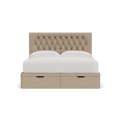 Super King Ottoman Storage Bed - Natural - House Linen Mix