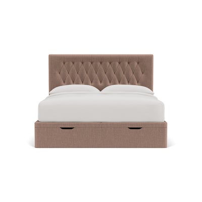 Super King Ottoman Storage Bed - Dusky Rose - Eco Chenille