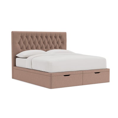 Super King Ottoman Storage Bed - Dusky Rose - Eco Chenille