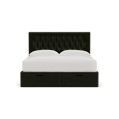 Super King Ottoman Storage Bed - Moss - Eco Chenille