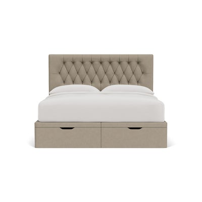 Super King Ottoman Storage Bed - Dove Grey - House Linen Mix