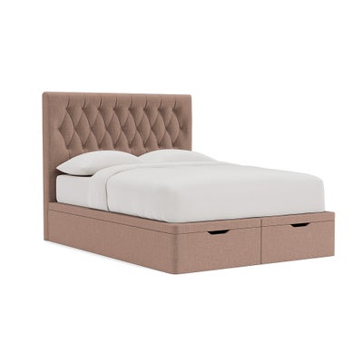 King Size Ottoman Storage Bed - Dusky Rose - Eco Chenille