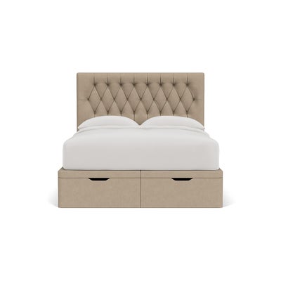 King Size Ottoman Storage Bed - Natural - House Linen Mix