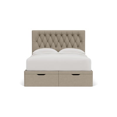 King Size Ottoman Storage Bed - Dove Grey - House Linen Mix