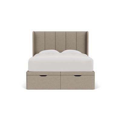 King Size Ottoman Storage Bed - Dove Grey - House Linen Mix