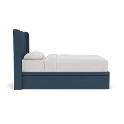 King Size Ottoman Storage Bed - Indigo - House Linen Mix