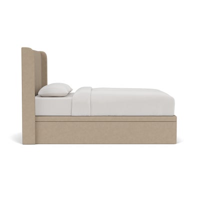King Size Ottoman Storage Bed - Natural - House Linen Mix